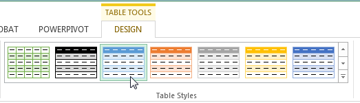 Change Excel table color.