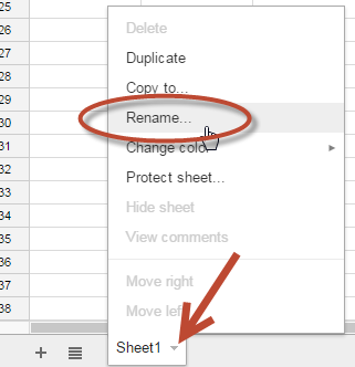 Rename sheet