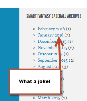 What awful fantasy baseball site posts only four times leading up to draft season???